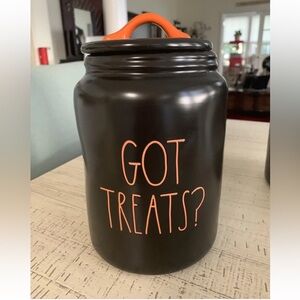 Rae Dunn "Got Treats?" Halloween Rare HTF Black and Orange Canister